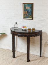 Load image into Gallery viewer, Antique Chinese Black Lacquer Demi-Lune Console Table