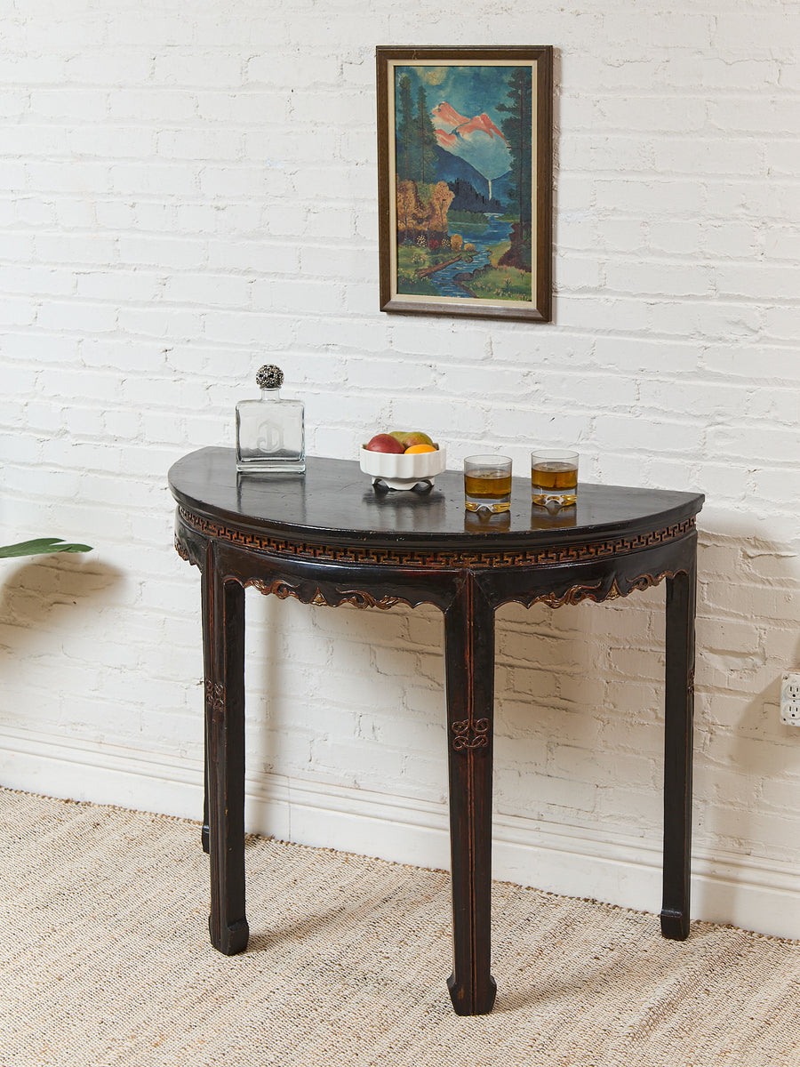 【WANT ANTIQUE購入】1960-70's Vintage Table Antique Chinese Black Lacquer Demi-Lune Console Table – Sunbeam