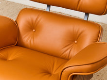 Load image into Gallery viewer, Burnt Orange Leather Iconic Chair and Ottoman