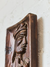 Load image into Gallery viewer, Vintage Carved Wood Relief Panel of a Standing Figure