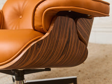 Load image into Gallery viewer, Burnt Orange Leather Iconic Chair and Ottoman
