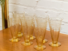 Load image into Gallery viewer, Tiffin Franciscan Art Deco Trumpet Tumblers Glasses set of 7