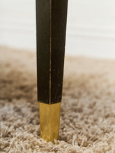 Load image into Gallery viewer, Curved Black Cerrused Distressed Coffee Table with Brass Accents