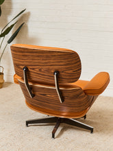 Load image into Gallery viewer, Burnt Orange Leather Iconic Chair and Ottoman