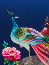 Load image into Gallery viewer, Korean Asian Large 8-Panel Silk Embroidered Peacock Bird Butterfly Screen, 1900s