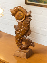Load image into Gallery viewer, Vintage Teak Koi Carved Sculpture