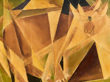 Load image into Gallery viewer, 1961 Cubist Signed Painting Cougar on the Rocks