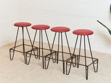 Load image into Gallery viewer, Set of Four Iron Bar Stools by Frederic Weinberg