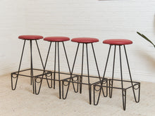 Load image into Gallery viewer, Set of Four Iron Bar Stools by Frederic Weinberg