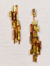 Load image into Gallery viewer, Brutalist Brass 1970s Wall Sculptures