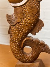 Load image into Gallery viewer, Vintage Teak Koi Carved Sculpture