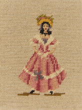 Load image into Gallery viewer, Women in Pink Dress Vintage Needlepoint