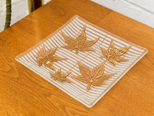 Load image into Gallery viewer, Large Vintage Fred Press Gold Leaf Glass Plate Dish