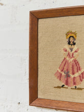Load image into Gallery viewer, Women in Pink Dress Vintage Needlepoint
