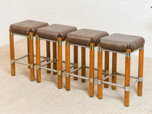 Load image into Gallery viewer, 1970s Brutalist Chrome and Oak Stools