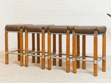 Load image into Gallery viewer, 1970s Brutalist Chrome and Oak Stools
