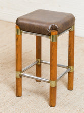 Load image into Gallery viewer, 1970s Brutalist Chrome and Oak Stools