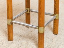 Load image into Gallery viewer, 1970s Brutalist Chrome and Oak Stools