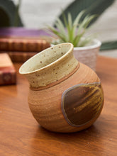 Load image into Gallery viewer, Hand-Thrown Studio Pottery Vase with Earthy Glaze and Speckled Rim