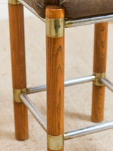 Load image into Gallery viewer, 1970s Brutalist Chrome and Oak Stools