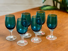 Load image into Gallery viewer, Teal Empoli Italian Glass Decanter and 6 Glasses