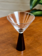 Load image into Gallery viewer, Vintage Art Glass Martini Glass with Black Base