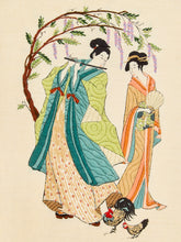 Load image into Gallery viewer, Japanese Silk Embroidery of Courtyard Musicians
