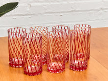 Load image into Gallery viewer, Hand blown Candy Cane Holiday Glasses