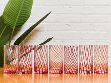 Load image into Gallery viewer, Hand blown Candy Cane Holiday Glasses
