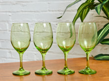 Load image into Gallery viewer, Set of 4 Green Wine Glasses