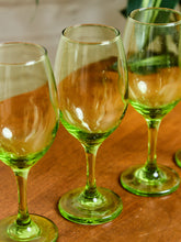 Load image into Gallery viewer, Set of 4 Green Wine Glasses