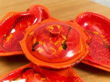 Load image into Gallery viewer, Four Piece Set of Red Orange California Pottery