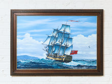 Load image into Gallery viewer, Vintage Tall Ship Sailing Oil Painting Nautical Maritime Seascape Framed Signed
