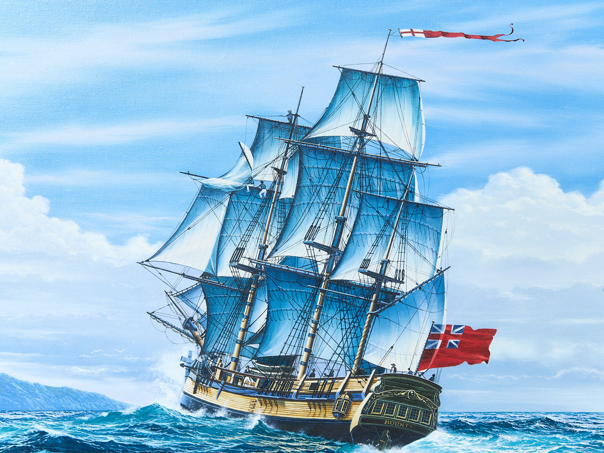 Vintage Tall Ship Sailing Oil Painting Nautical Maritime Seascape