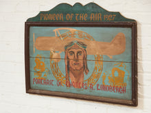 Load image into Gallery viewer, Portrait of Charles A. Lindbergh Pioneer of the Air 1927 Painted Sign