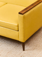 Load image into Gallery viewer, Yellow Vintage Sofa with Wood Arms