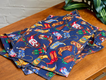 Load image into Gallery viewer, Vintage Red and Blue Cowboy Placemats