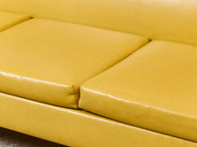 Load image into Gallery viewer, Yellow Vintage Sofa with Wood Arms