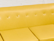 Load image into Gallery viewer, Yellow Vintage Sofa with Wood Arms