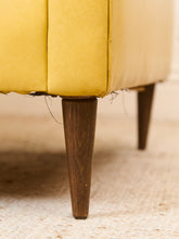 Load image into Gallery viewer, Yellow Vintage Sofa with Wood Arms
