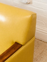 Load image into Gallery viewer, Yellow Vintage Sofa with Wood Arms