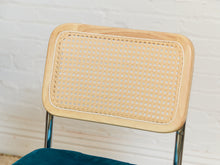 Load image into Gallery viewer, Teal Blond Rattan Dining Chair