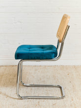 Load image into Gallery viewer, Teal Blond Rattan Dining Chair