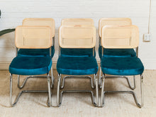 Load image into Gallery viewer, Teal Blond Rattan Dining Chair