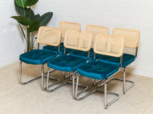 Load image into Gallery viewer, Teal Blond Rattan Dining Chair