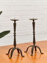 Load image into Gallery viewer, Pair of Vintage Iron Candlesticks