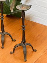 Load image into Gallery viewer, Pair of Vintage Iron Candlesticks