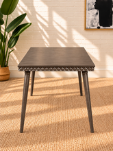 Load image into Gallery viewer, Image 2 of 4: Cedar 59-inch rectangular dining table in Brown Wood with embossed diamond-trim apron and tapered legs