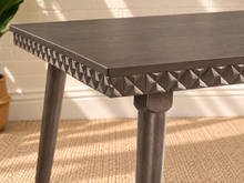 Load image into Gallery viewer, Image 4 of 4: Cedar 59-inch rectangular dining table in Brown Wood with embossed diamond-trim apron and tapered legs