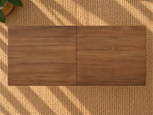 Load image into Gallery viewer, Cody extendable dining table in natural hazelnut brown acacia wood with rounded corners, curved legs and integrated butterfly extension.
